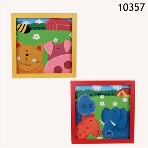 Childrens Toyshop  Toys : Children picture frames "Jungle & Farm", red & yellow, set of 2 pcs.