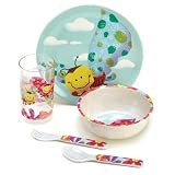 5Pc Childs Dining Bella Butterfly Dinnerware Plate Set