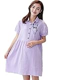 【TPGROWIN】 マタニティ ウェア ワンピース シャツ エレガント 森ガール 準備 産前 産後 外出着 妊婦服 コットン 全3色 (XL, パープル)
