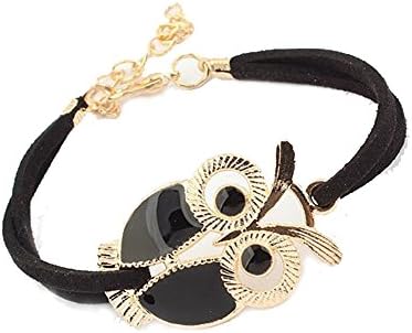 Mr Rabbit Retro Style Owl Shapped Leather Wrap Bracelet,Adjustable