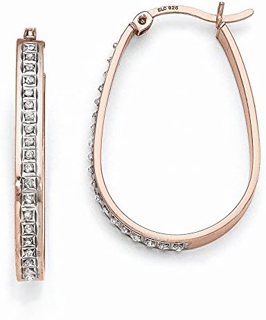 Sterling Silver Diamond Mystique Pear Hoop Earrings
