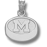University of Michigan M Hockey Puck 7/16 Pendant (Silver)