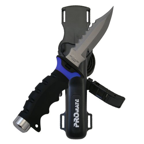 Promate Barracuda Sharp Tip Diving Knife (Blue, 5-Inch)