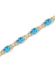 14kt Yellow Gold Oval Blue Topaz and Diamond Bracelet