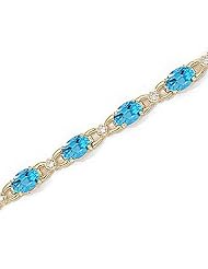 14kt Yellow Gold Oval Blue Topaz and Diamond Bracelet