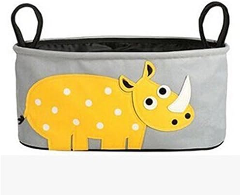 Animal Baby Toddler Stroller Organizer Bags Universal Fits All, 2 Cup Holders &amp; Diaper Storage Multi Pocket (Rhinoceros)