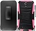 For Samsung Galaxy Mega 6.3 Belt Clip Holster Hybrid Kickstand Cover Case with ApexGears Stylus Pen (Black Pink)