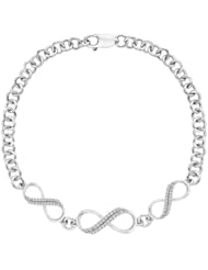Two Row Diamond Infinity Bracelet in Sterling Silver (1/5 cttw)