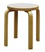 artek アルテック スツールE60 (アルヴァ アアルト) ホワイト: フィンランドの生んだ偉大な建築家アルヴァ・アアルトの代表作の一つ。特許を取ったL字型の脚は、ムクのバーチ材を曲げるための工夫と、座面とのシンプルな接合で、永年のロングセラーとなっています。