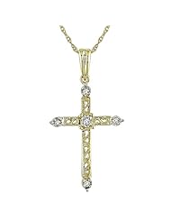 10K Yellow Gold Diamond Cross Pendant