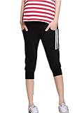 【TPGROWIN】 マタニティウェア パンツ クロップド 妊婦 妊婦服 7分丈 レギンス ズボン ボトムス ウエストゴム ストレッチ チノパンツ カジュアル 全3色 (M, ブラック)