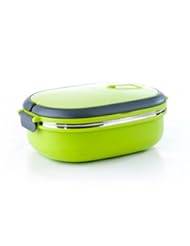 Stainless Steel Sealing Rectangle Design Convenient Bento Lunch Boxes for School, Work and Travel (1 Layer, Green)