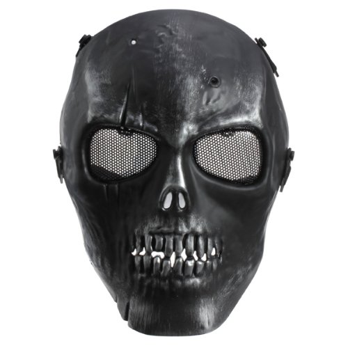 Silver Black Skull Skeleton Mask Paintball Full Face Airsoft Army Game Protect