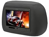 Absolute COM-708IRB (black) Individual 7.5 TFT-LCD Monitor Loaded in a Universal BLACK Leather Headrest w/ Adjustable Poles