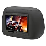 Absolute COM-708IRB (black) Individual 7.5″ TFT-LCD Monitor Loaded in a Universal BLACK Leather Headrest w/ Adjustable Poles