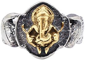 Handmade Designer Oxidised Silver Plated Lord Ganesha Ring Yellow Color Tribal Jewelry