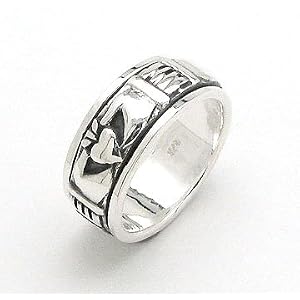 Unusual Spinning Sterling Silver Celtic Claddagh Spin Worry Band Ring Size 7(Size 4,5,6,7,9,12)