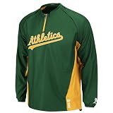 MLB Men's Oakland Athletics Long Sleeve Lightweight 1/4 Zip Gamer Jacket (Pro Ath Dark Green/Pro Gold, X-Large)
