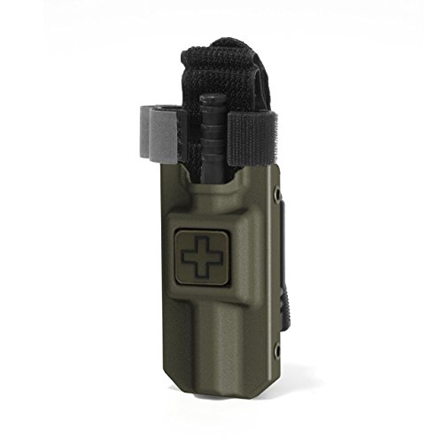 RIGID TQ Tourniquet Case for Generation 7 C-A-T Tourniquet, Belt (Tek-Lok) Attachment, Black with RANGER GREEN. (Tourniquet Not Included)