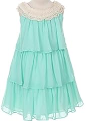 Round Neck Tea Length Crystal Chiffon  Dress