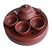 Teagas Purple Clay Travel Teaset Portable Travel Kungfu Tea Set (Consists of 1 Tea Tray 1 Teapot and 3 Cups)