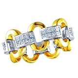 18ct Solid Yellow/White Gold 1.05ct F-VS1 Princess Diamond Flexible Wedding Band Size K 1/2