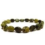 Magnetite Bracelet 03 Stretch Natural Green Black Oval Gemstone Crystal Healing