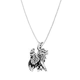 Sterling Silver Three Dimensional Rooster Game Cock Necklace 24 Inch