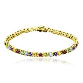 18k Yellow Gold Plated Sterling Silver Multi-Gemstone Bracelet, 7.25 by