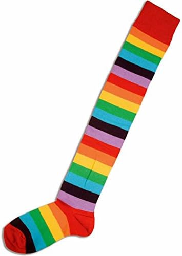 AAZZ Women's Extra Long Rainbow Striped Over Knee Thigh High Socks