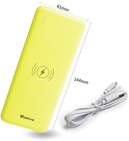 VIVINATURE Yellow Phone Wireless Power Charger Bank Portable Wireless Li-polymer 3000mAh Travelmate Phone DC Power Bank with Five Level Indicator Light