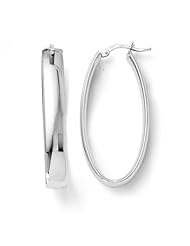 14k White gold Leslies Polished Oval Hinged Hoop Earrings