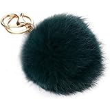 DZT1968&reg; Solid Color Rabbit Fur Ball Keychain Handbag Key Ring Car Key