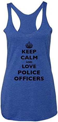 Keep Calm And Love Police Officers - Super Soft Tri-Blend Racerback Tank (Medium, Vintage Royal)
