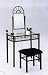 2pc Vanity Table Mirror & Chair Set Black Finish