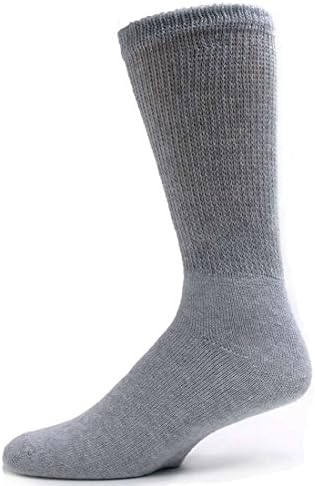 US Sock Company Men's Gray Diabetic King Size Crew Socks - 3 Pairs