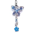 Cell Phone / Camera / MP3 Player Charm Strap Beautiful Blue Diamond "Butterfly with Flower" Design