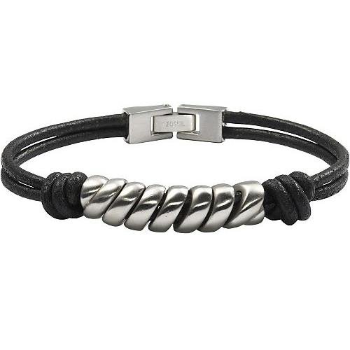 FOSSIL Herren Stahl Armband Leder 20 cm JF82259040 Preisvergleich