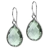 13.00 Ct Natural Green Amethyst 16x12mm Pear Shape 925 Silver Dangle Earrings