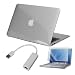 Premium Skque Clear Hard Plastic Crystal Case + 11.6 Inch Screen Protector + USB to RJ45 LAN Ethernet Network Adapter for Apple MacBook Air 11.6