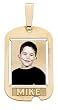 Custom Photo Pendant  Photo Engraved Dog Tag Solid 14K Yellow Gold Pendant with One Name Etched Created From Your Favorite Photo