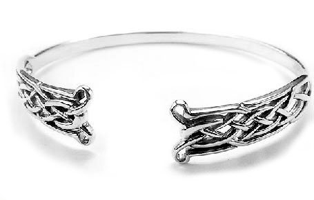 Sterling Silver Torq Celtic Knot Cuff Bangle Bracelet