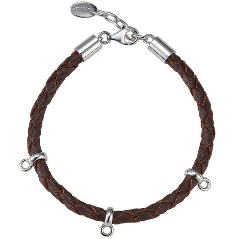 Esprit Damen-Charms-Armband dark brown 925 Sterlingsilber Leder ca. 18+2cm ESNL91243B180 Preisvergleich