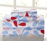 Pottery Barn Kids Abby Colorful Blue Red Petals Duvet Cover -TWIN