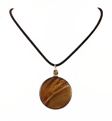 Necklace - N286 - Shell and Fire Polished Glass Pendant (32mm) ~ Round