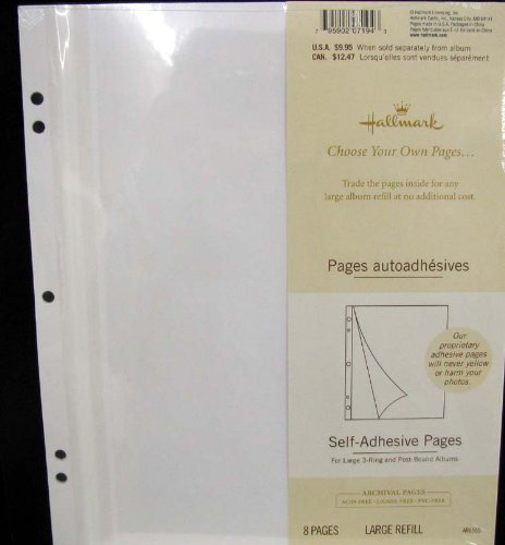 Hallmark Scrapbook Pages AR 6555 Self - Adhesive Pages For Large 3-Ring and Post Bound Albums