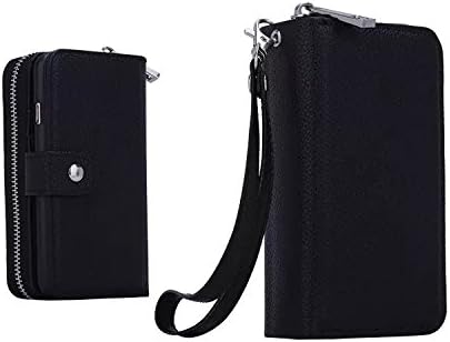LYSTOCK iPhone 6 Plus/6s Plus Case, Magnetic Zip Leather PU Leather Wristlet Cash Clutch Wallet Card Slot Case Cover Zippered Pouch for 5.5 Inch Apple iPhone 6 Plus/6s Plus (Black)