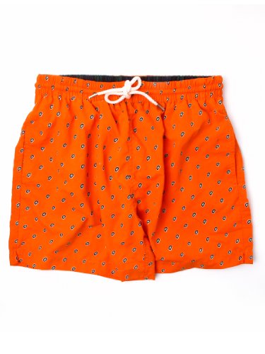 BlessTheSummer Orange Paisley Men's Swim Trunks 