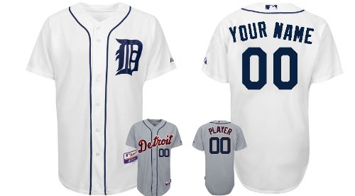 Personalized Detroit Tigers Authentic MLB Jerseys ANY NAME/NO# WHITE Cool Base Jersey (ALL are Sewn On, Ship By DHL) (56/XXXL)
