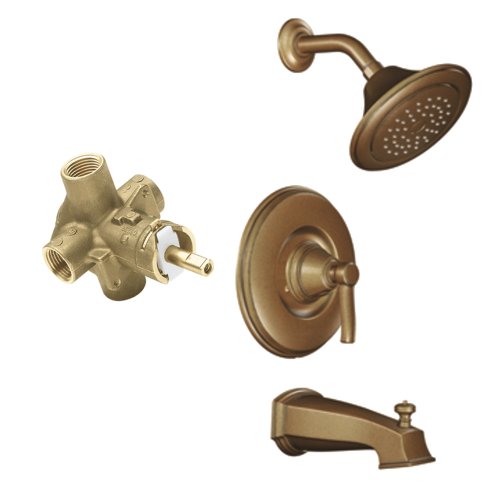 Moen T2213AZ-2510 Rothbury Posi-Temp Tub Shower Set with Lever Handle with Valve, Antique Bronze